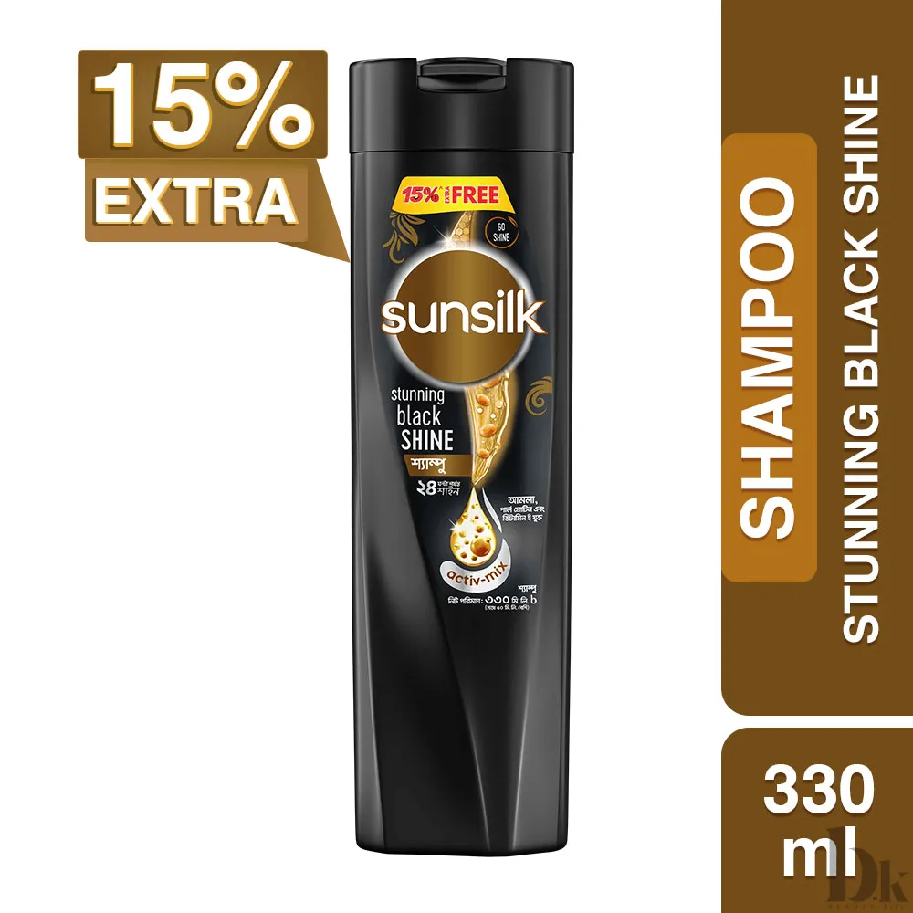 Sunsilk Shampoo Stunning Black Shine 330ml (15% Extra) (330ml)