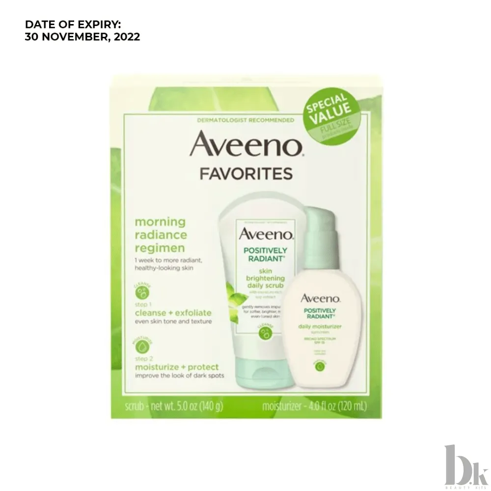 Aveeno Positively Radiant Gift Set For Face Scrub & Moisturizer