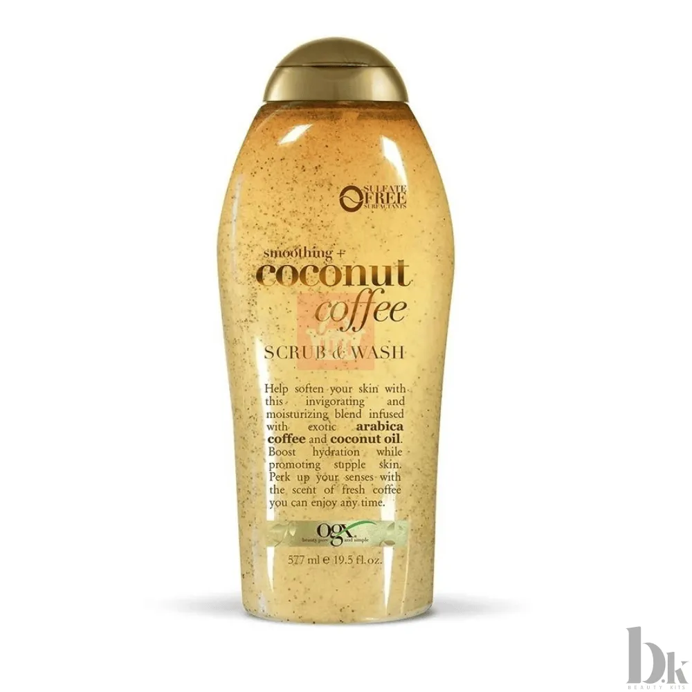 OGX Smoothing Coconut Coffee Scrub and Wash (577ml)